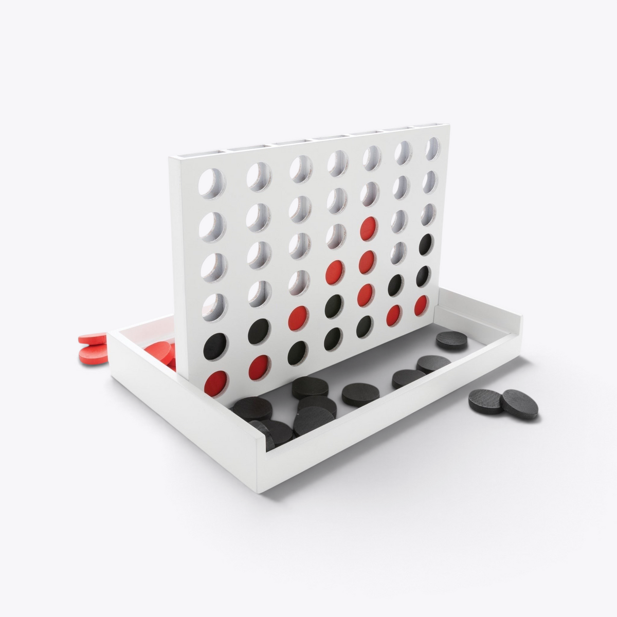 Jeu d’alignement 4-en-ligne blanc ouvert, vue trois quarts