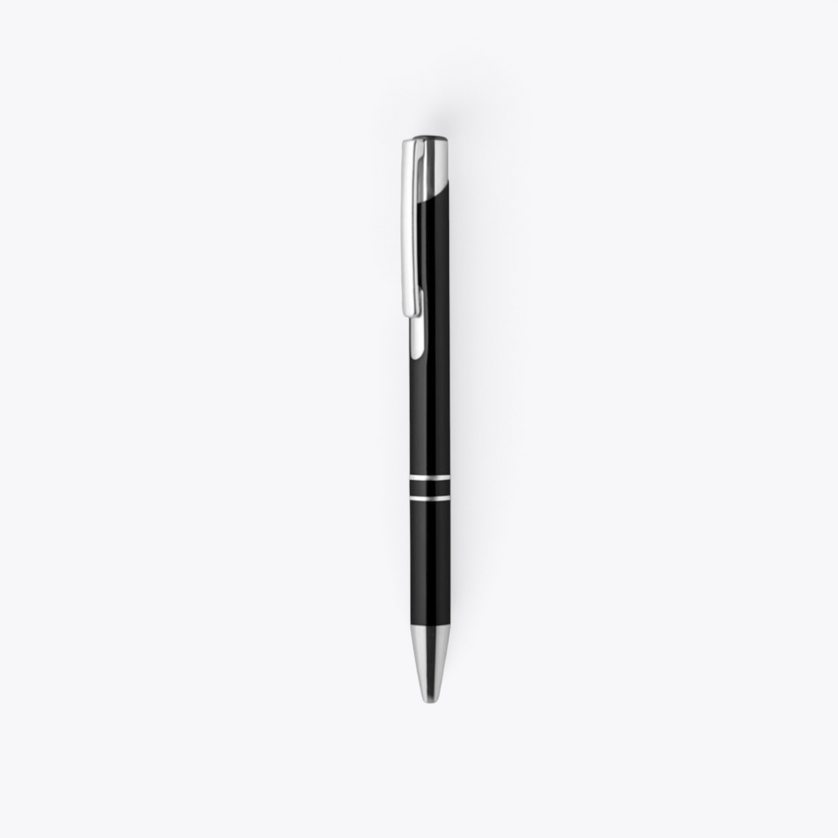 Stylo bille en aluminium recyclé noir, vue de face