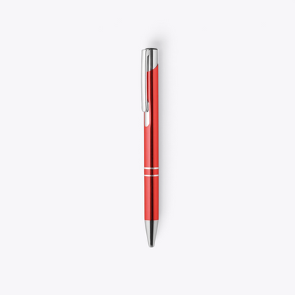 Stylo bille en aluminium recyclé rouge, vue de face