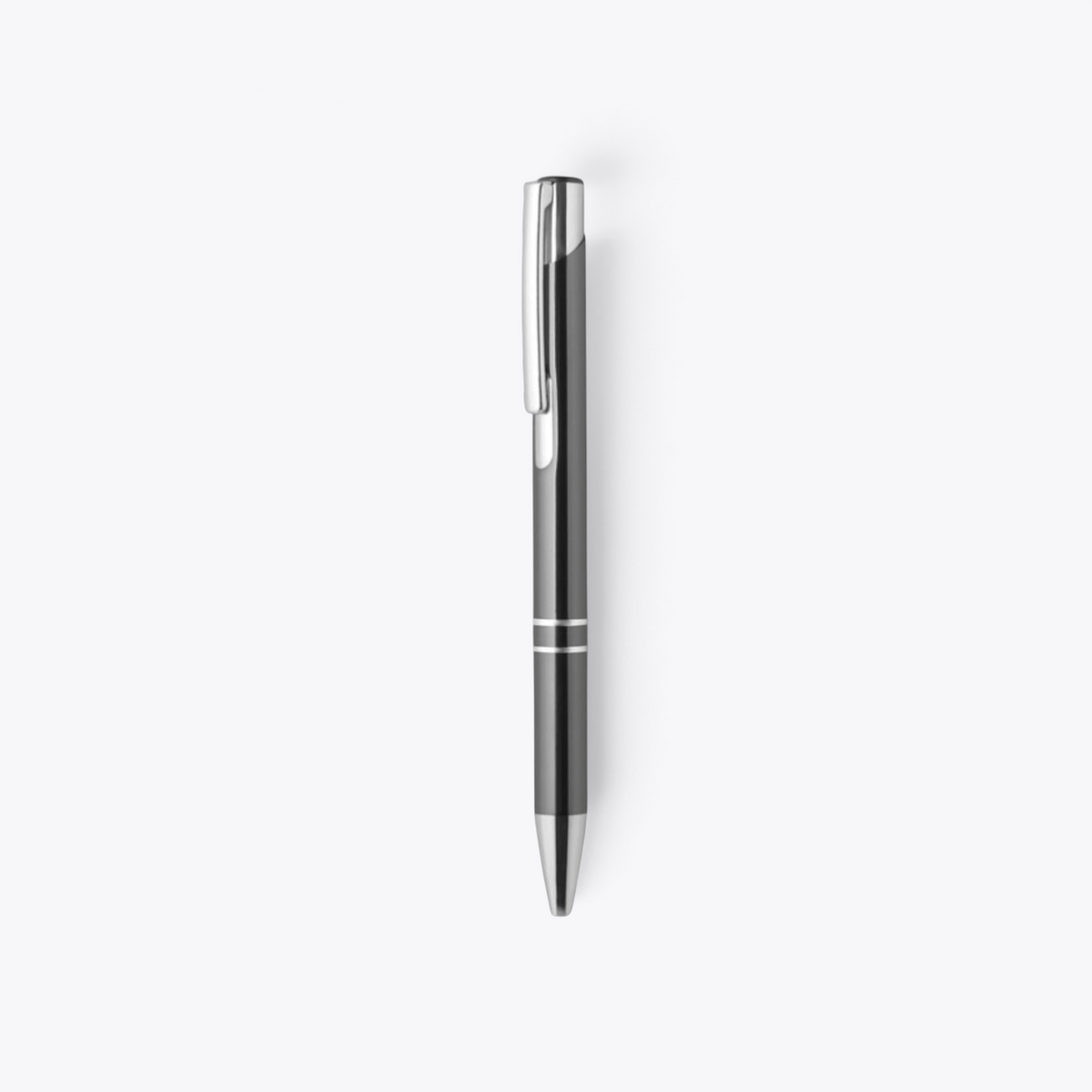 Stylo bille en aluminium recyclé anthracite, vue de face