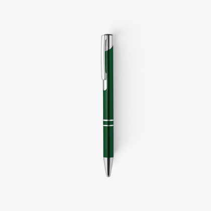 Stylo bille en aluminium recyclé vert, vue de face