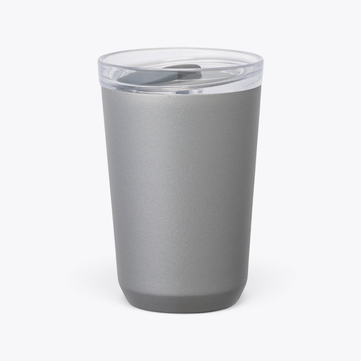 Mug Kinto gris avec couvercle transparent, vue de face