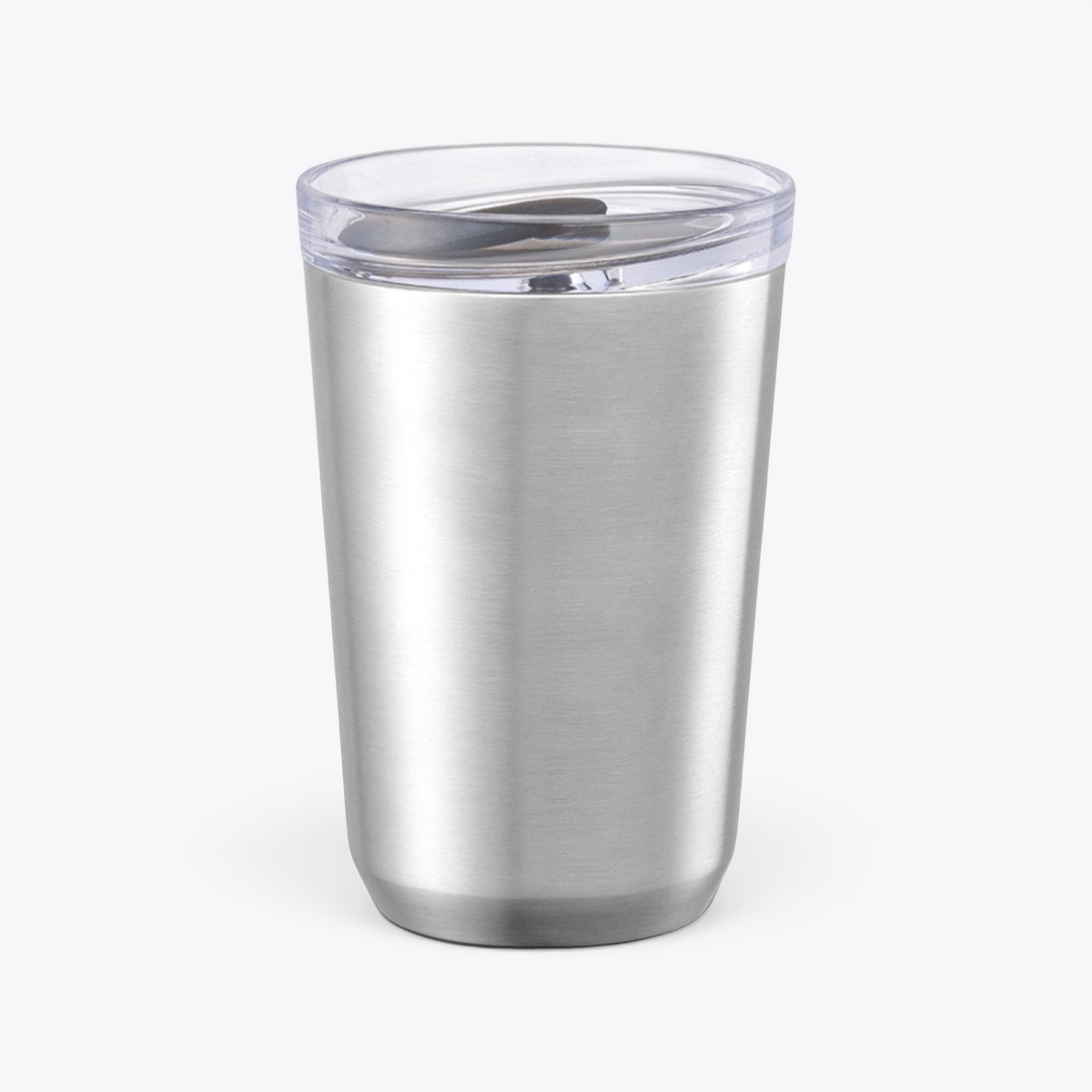 Mug Kinto argenté avec couvercle transparent, vue de face