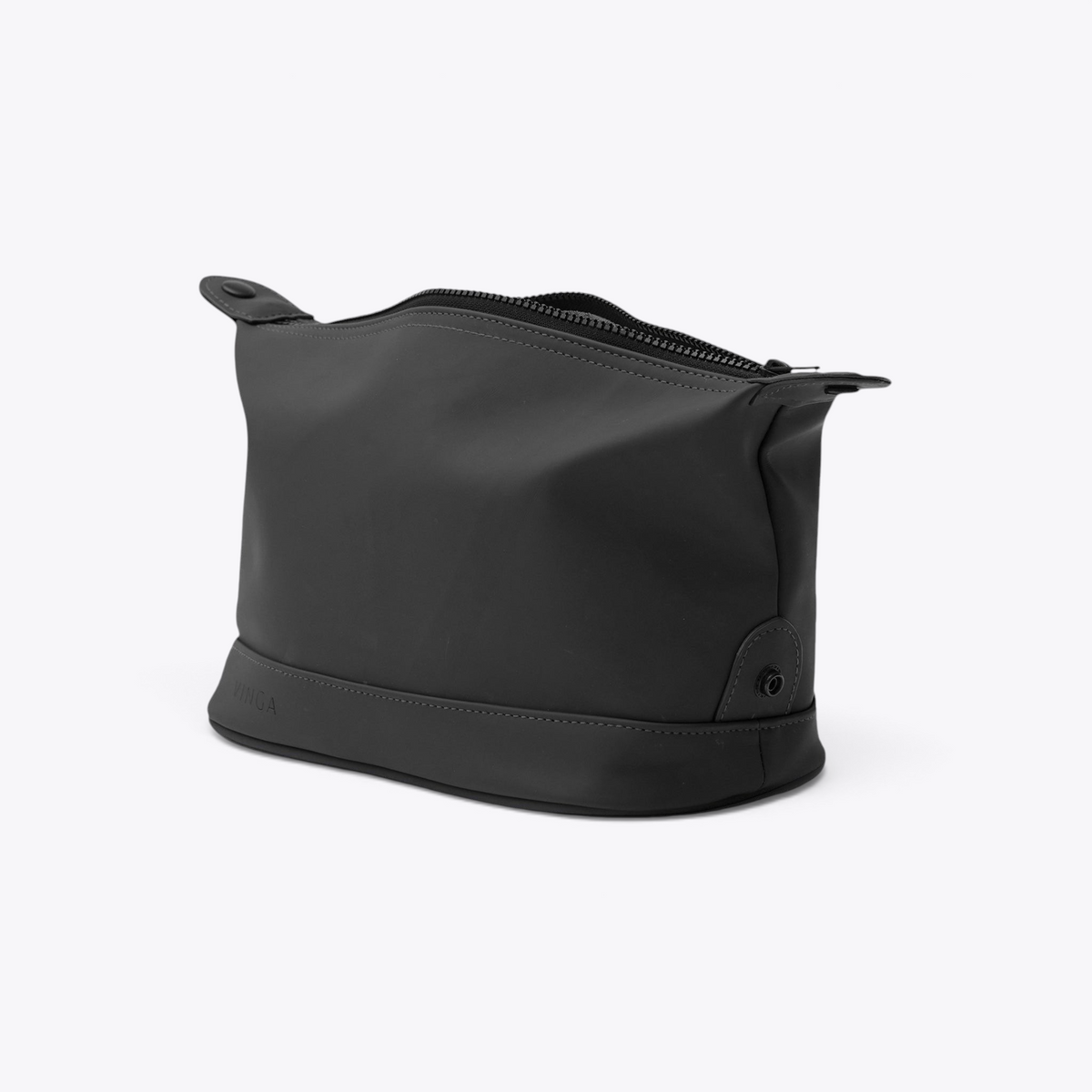 Trousse de toilette imperméable grise, vue trois quarts