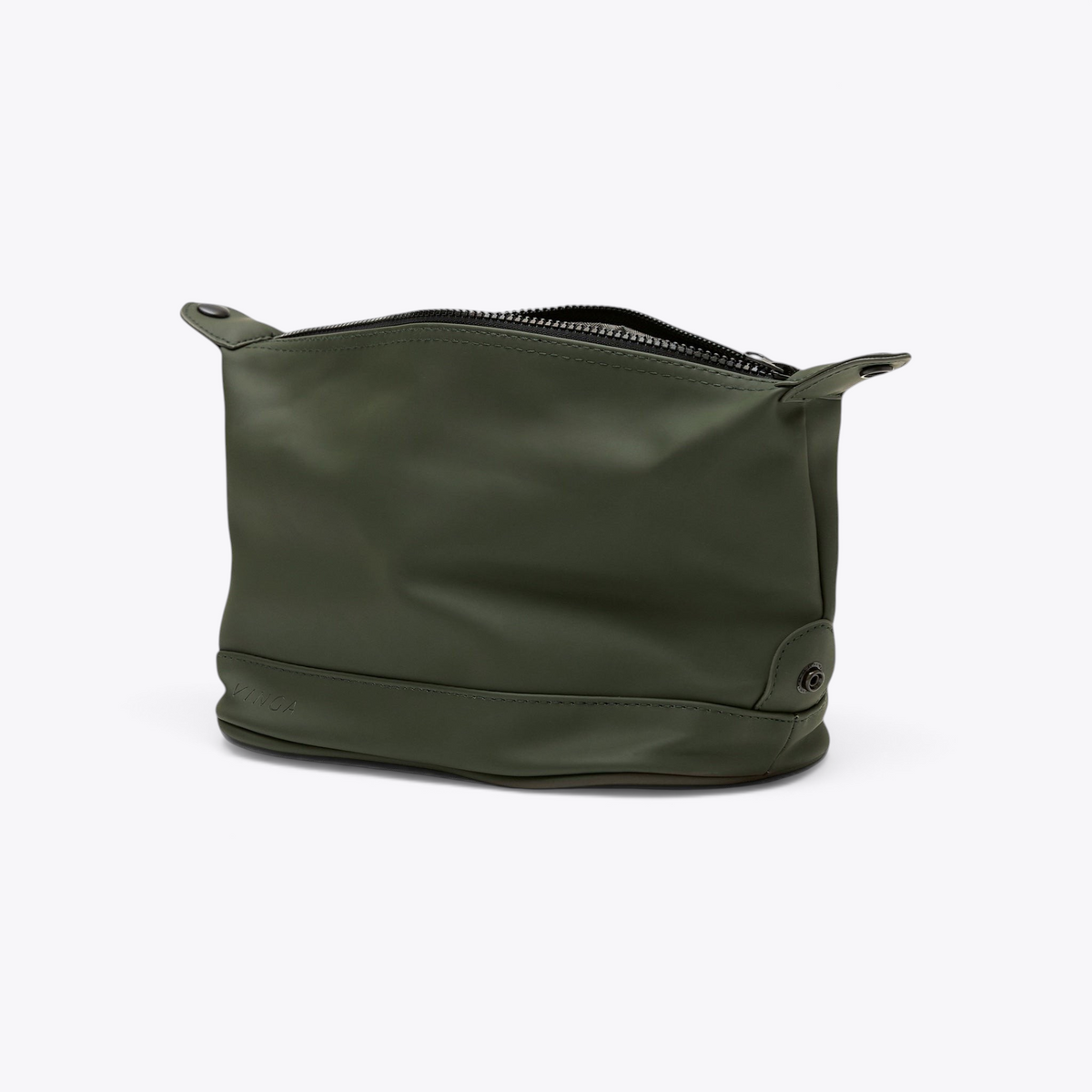 Trousse de toilette imperméable kaki, vue trois quarts