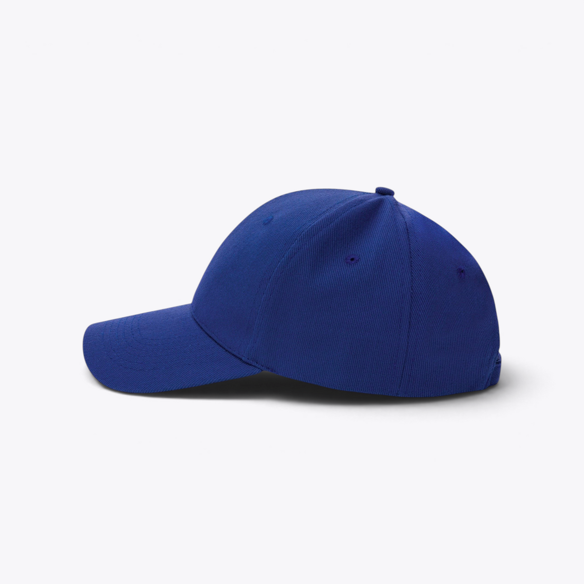 Casquette bleu roi, vue de profil gauche