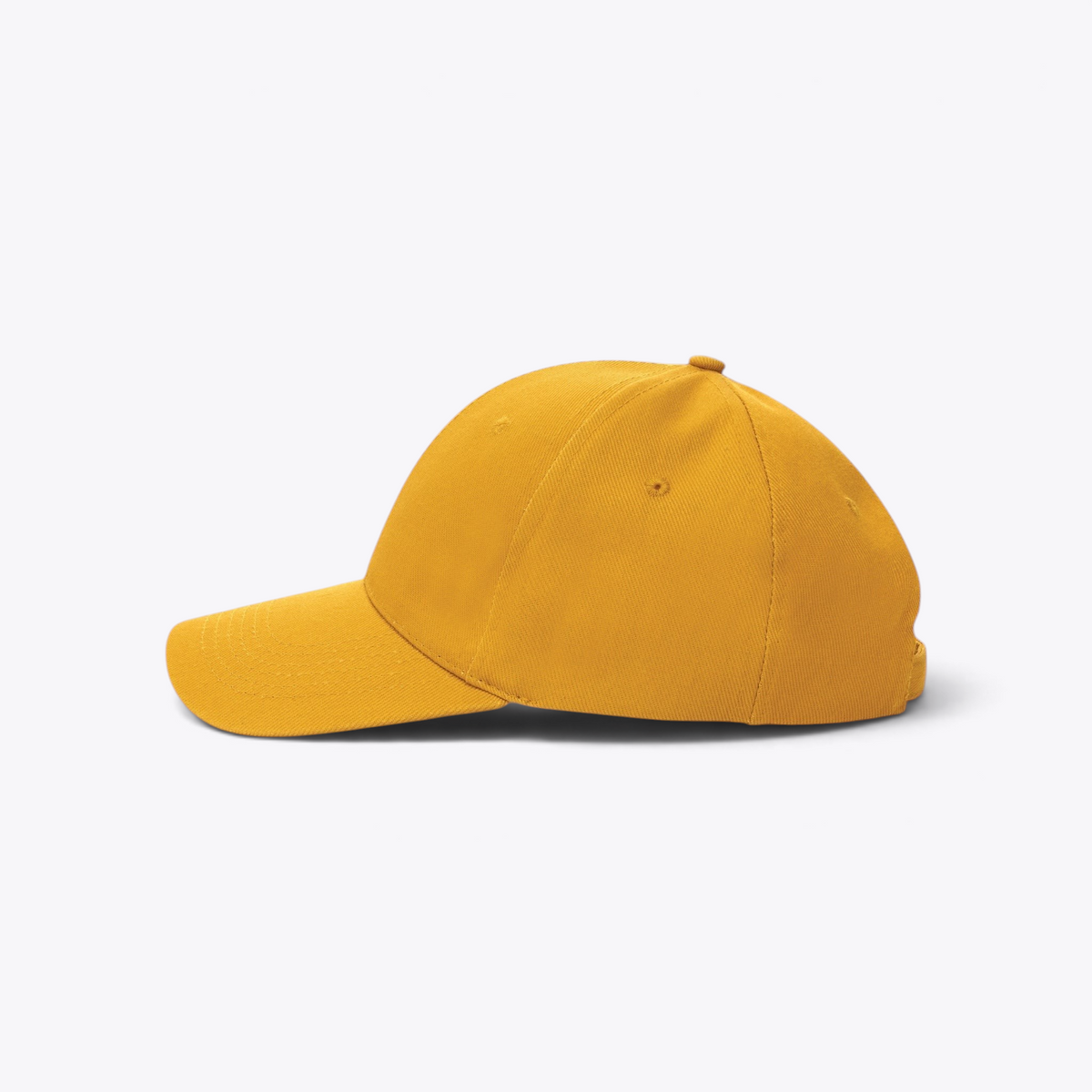 Casquette jaune moutarde, vue de profil gauche
