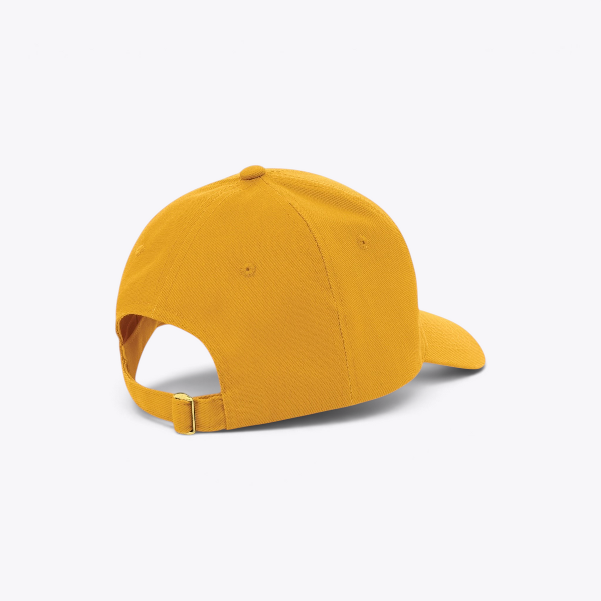 Casquette jaune moutarde, vue arrière trois quarts