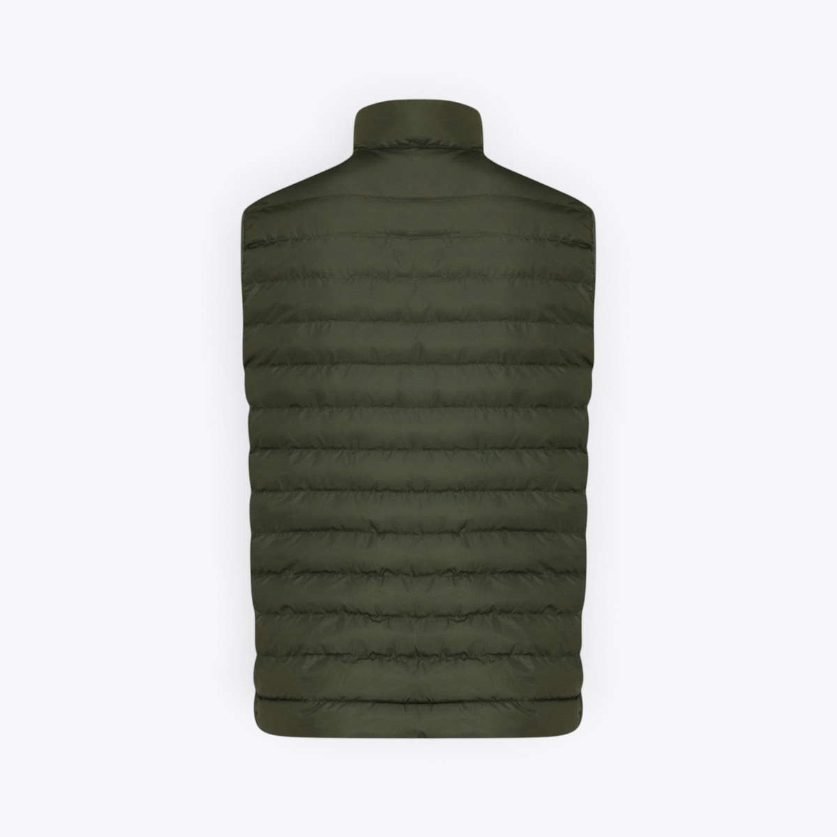 Veste matelassée kaki sans manches pour homme, vue de dos