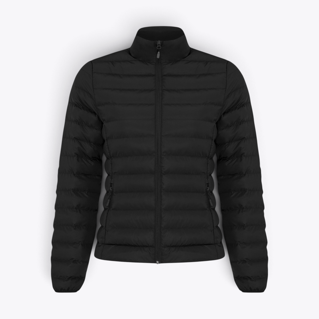 Veste matelassée noire à manches longues pour femme, vue de face