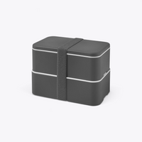 Lunchbox Bento double grise fermée, vue trois quarts