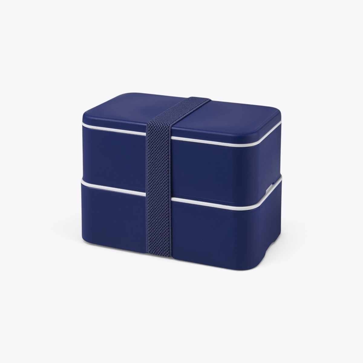 Lunchbox Bento double bleu marine fermée, vue trois quarts