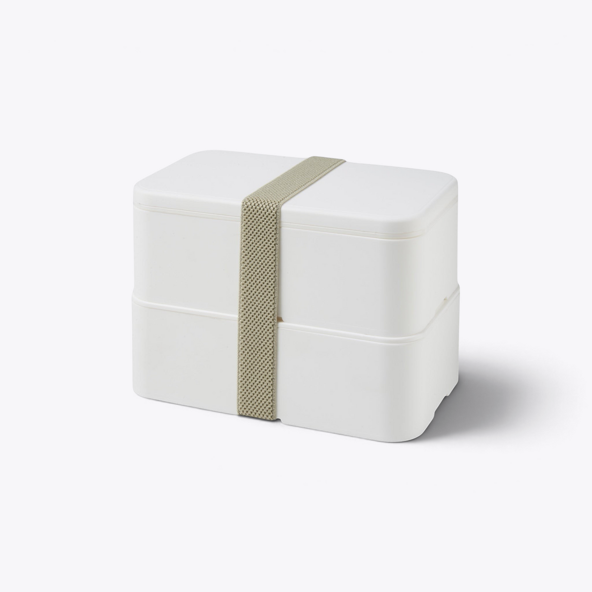 Lunchbox Bento double blanche fermée, vue trois quarts