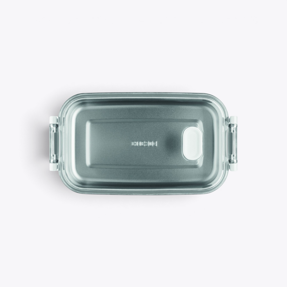 Lunchbox blanche avec couvercle transparent et valve, vue de dessus