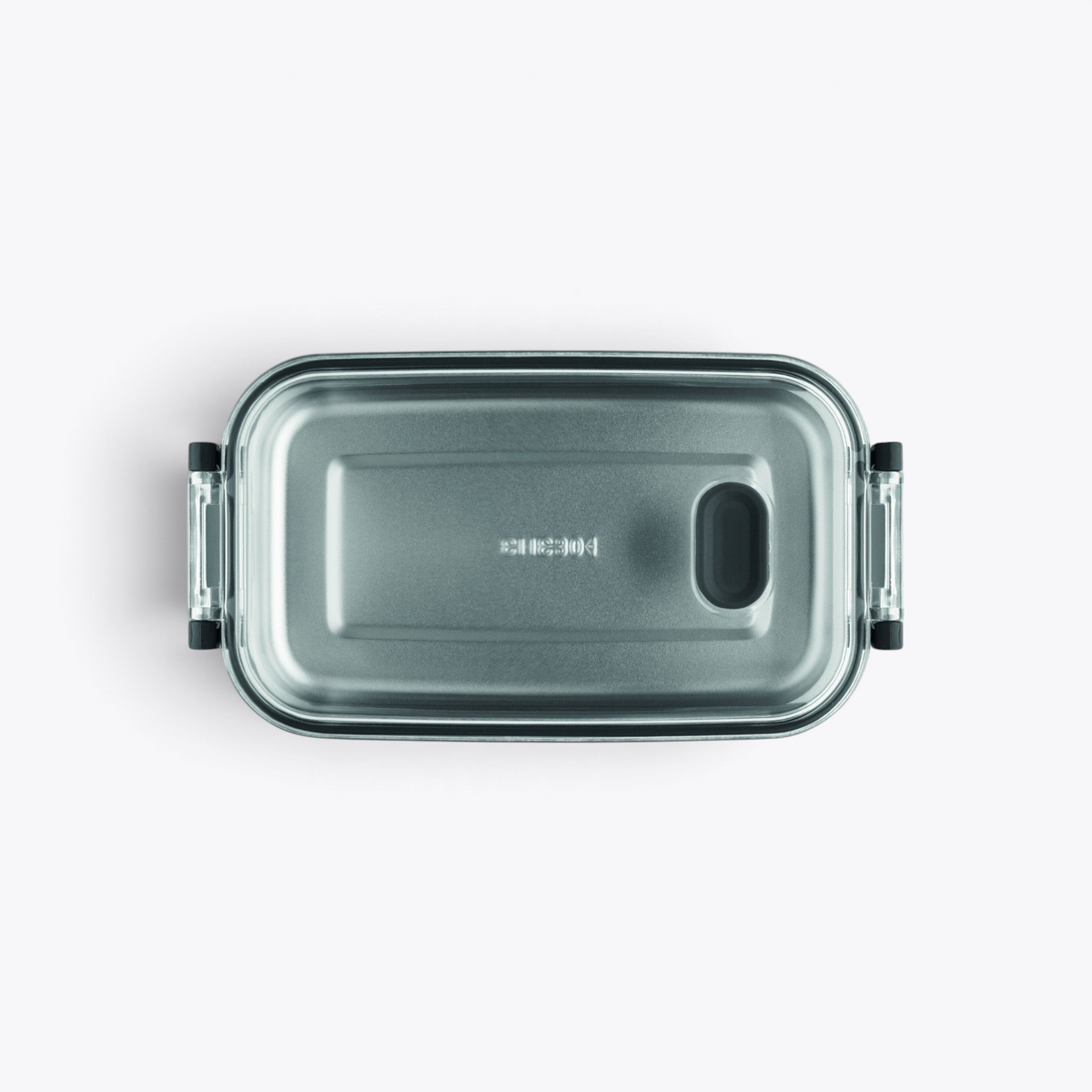 Lunchbox noire avec couvercle transparent et valve, vue de dessus
