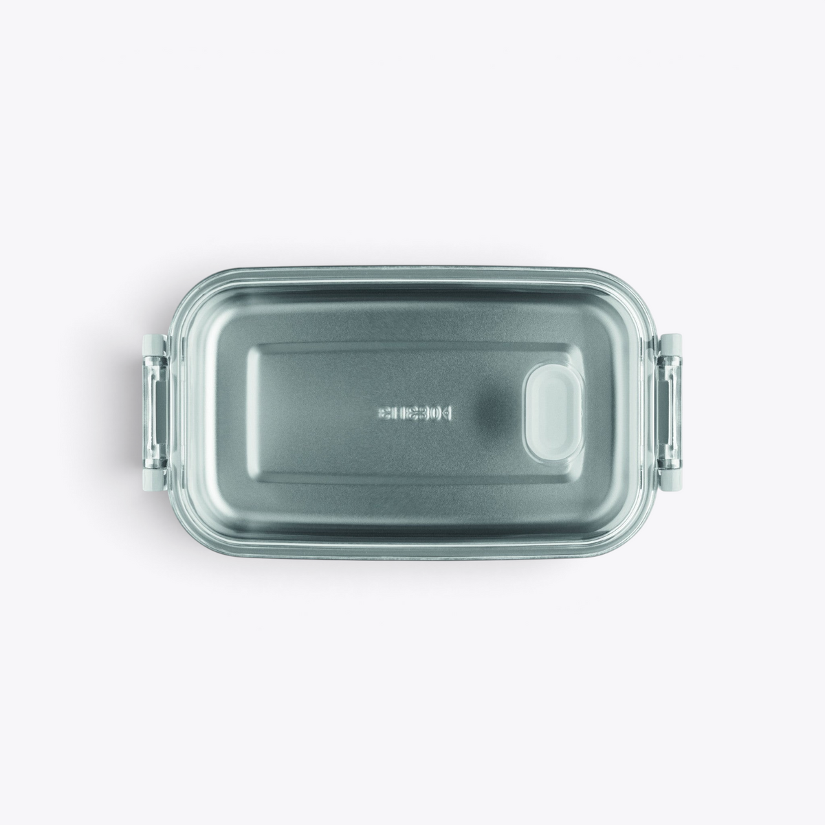 Lunchbox blanche avec couvercle transparent, vue de dessus centrée