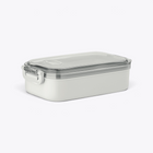 Lunchbox blanche fermée avec couvercle transparent, vue trois quarts