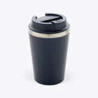 Mug isotherme 350 ml en acier recyclé bleu marine, vue trois quarts