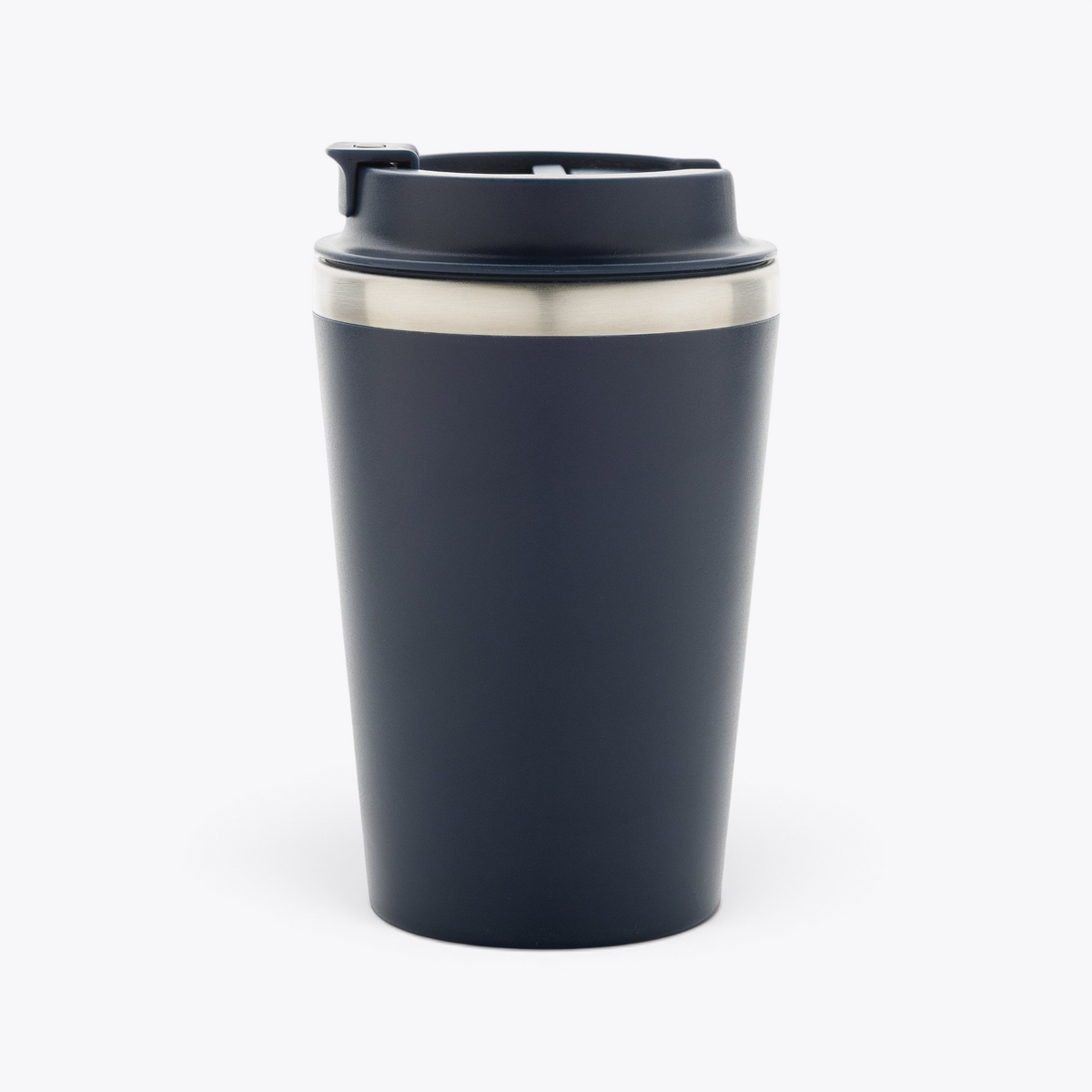 Mug isotherme 350 ml bleu marine, couvercle avec languette à gauche