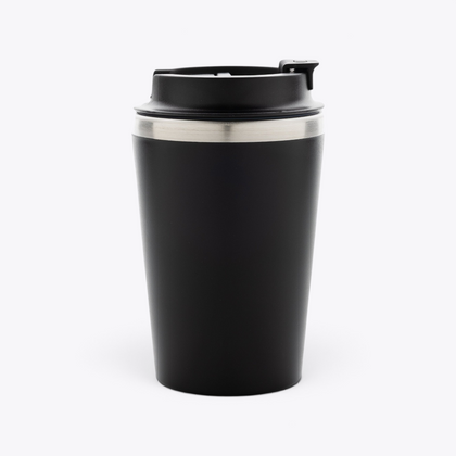 Mug isotherme 350 ml noir, couvercle avec languette à droite