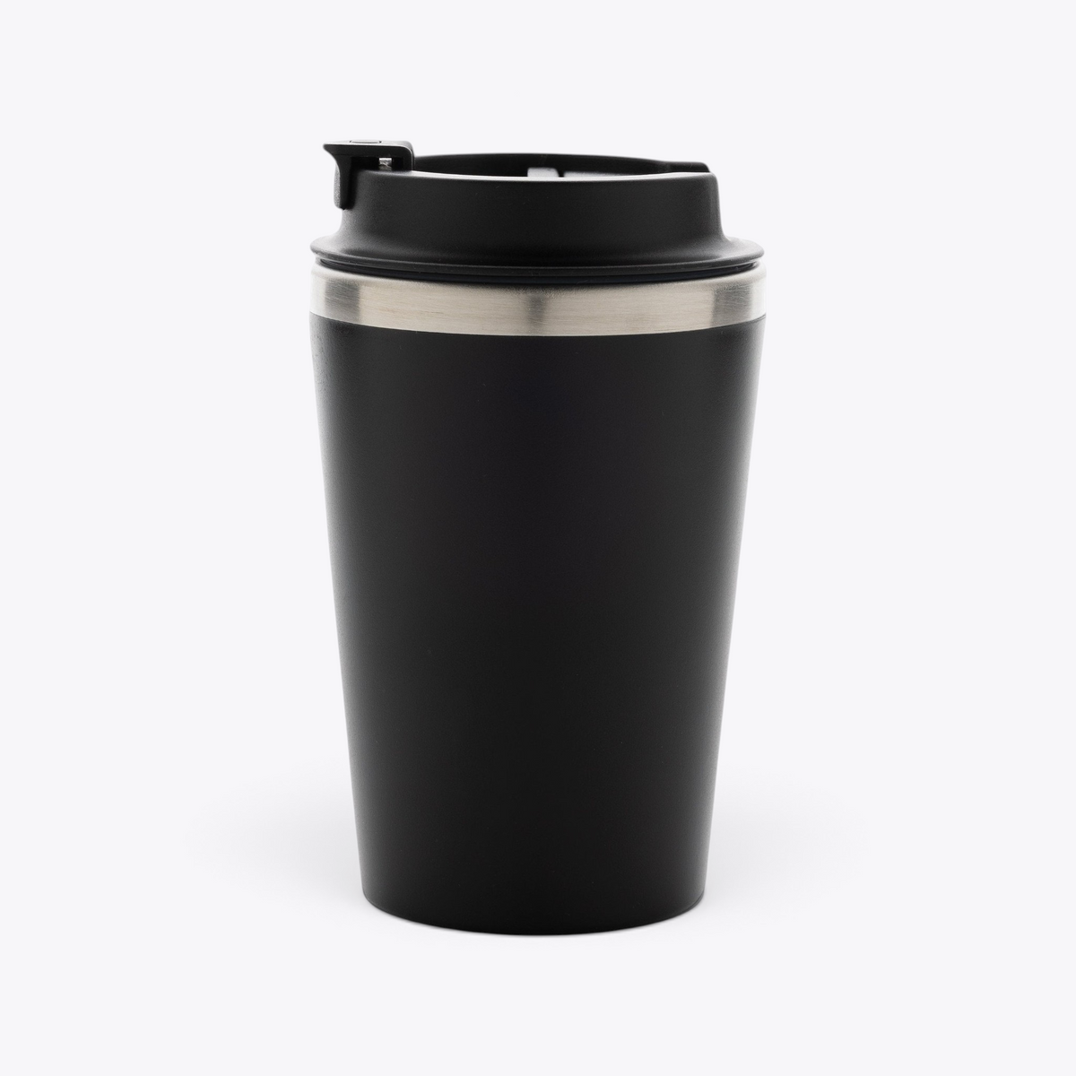 Mug isotherme 350 ml noir, couvercle avec languette à gauche