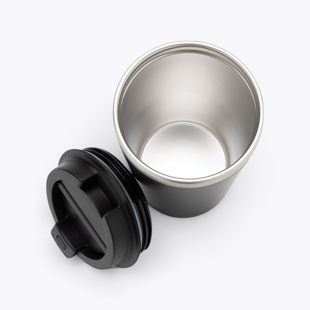 Mug isotherme Java 350 ml noir ouvert, vue intérieure