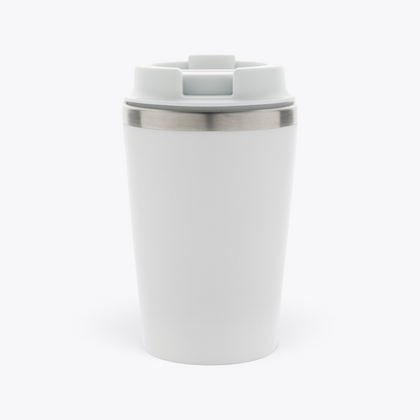 Mug isotherme 350 ml en acier recyclé blanc, vue arrière