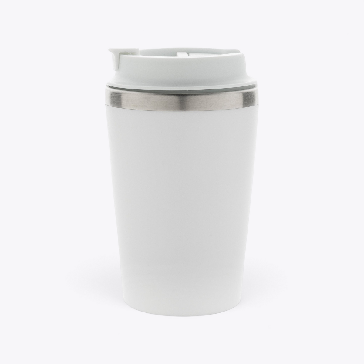 Mug isotherme 350 ml blanc, couvercle avec languette à gauche
