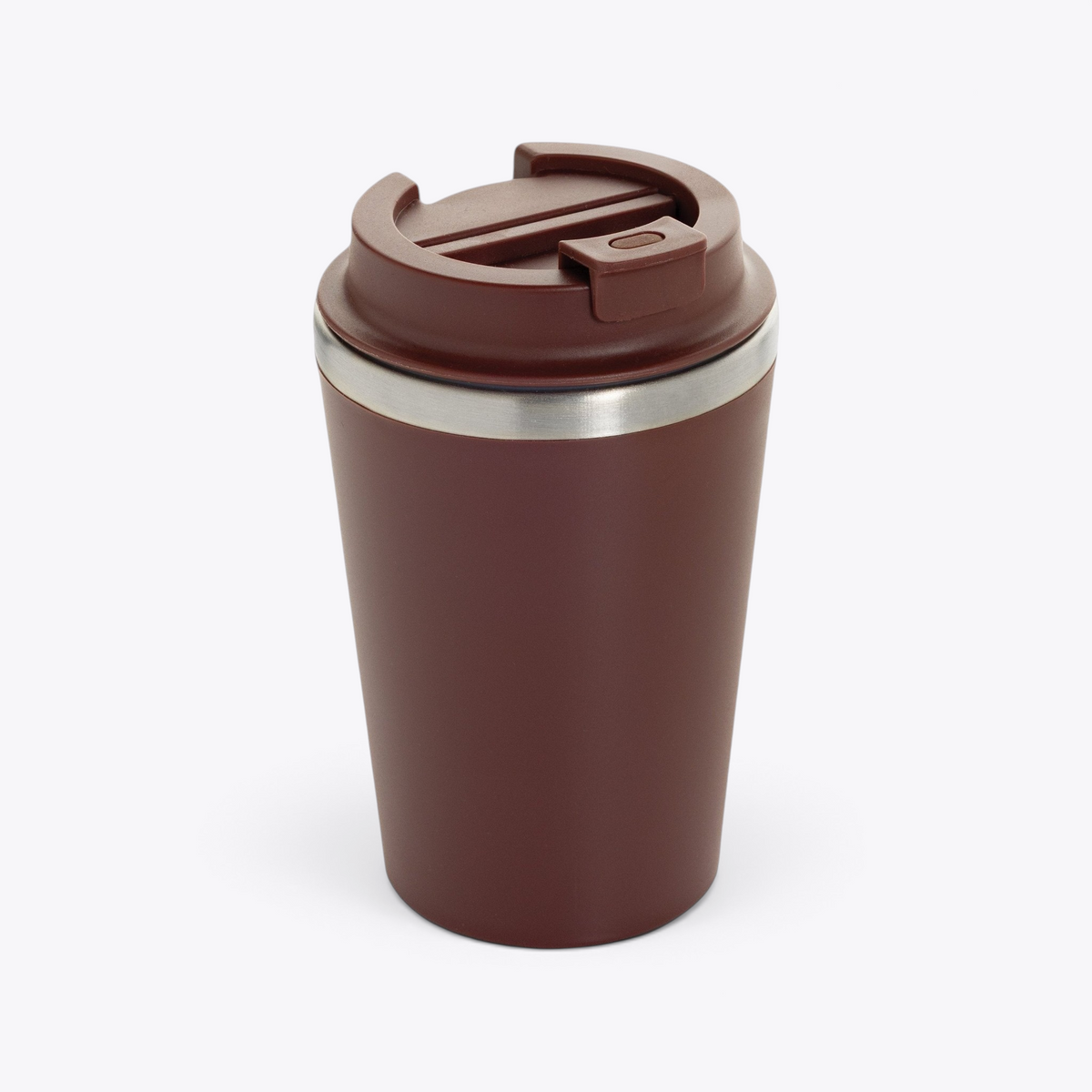 Mug isotherme 350 ml en acier recyclé rouge, vue trois quarts