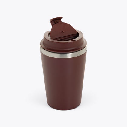 Mug isotherme 350 ml en acier recyclé rouge, vue ouverte