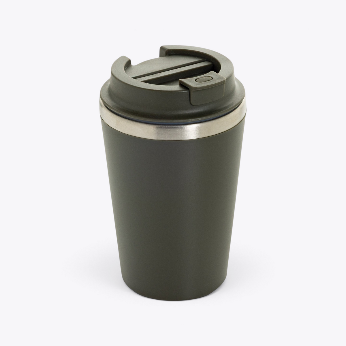 Mug isotherme 350 ml en acier recyclé vert, vue trois quarts