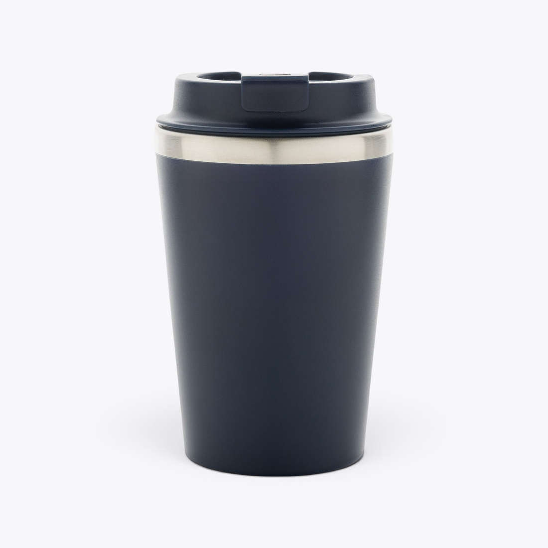 Mug isotherme 350 ml en acier recyclé bleu marine, vue de face