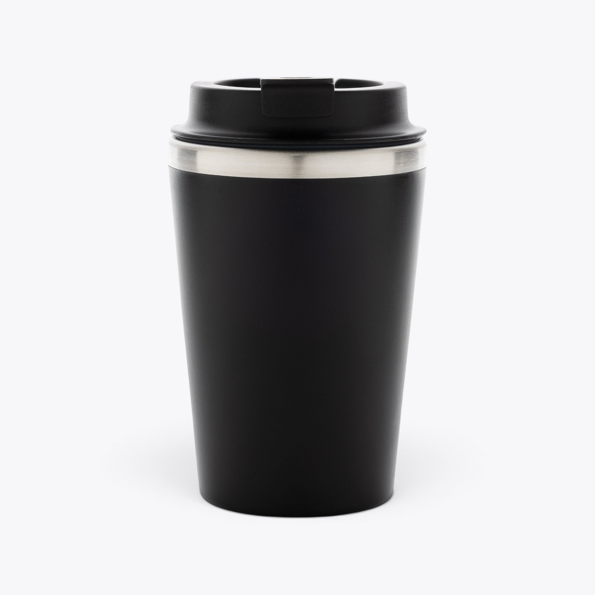 Mug isotherme 350 ml en acier recyclé noir, vue de face