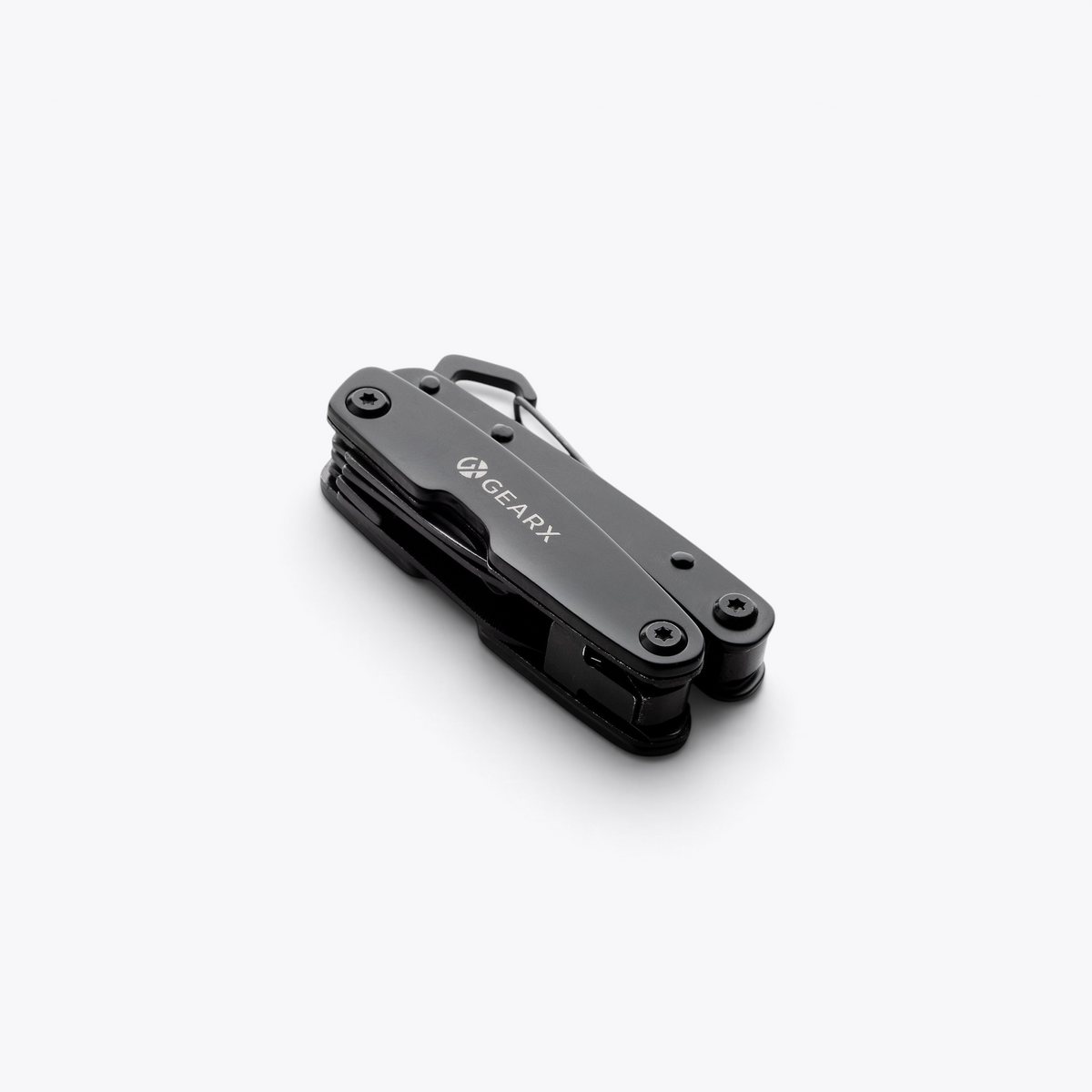 Mini outil multifonction Gear X noir fermé, vue trois quarts