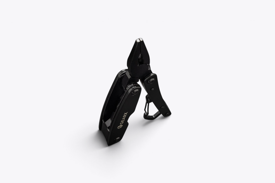Mini outil multifonction Gear X noir, vue ouverte