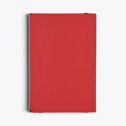 Carnet de notes rouge avec porte-stylo, vue arrière