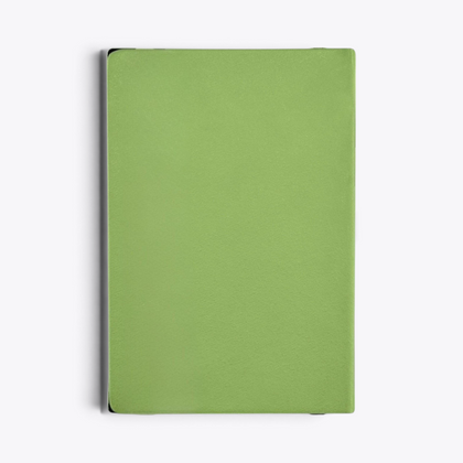 Carnet de notes vert avec porte-stylo, vue arrière
