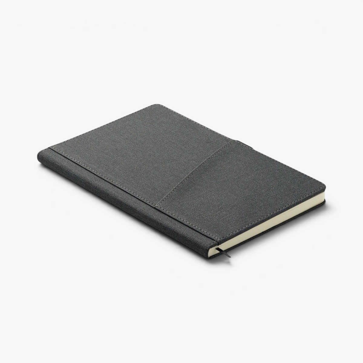 Carnet de notes avec poche frontale anthracite, vue trois quarts