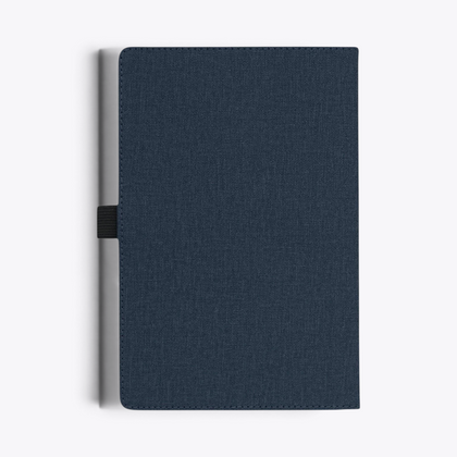 Carnet de notes avec poche frontale bleu marine, vue arrière