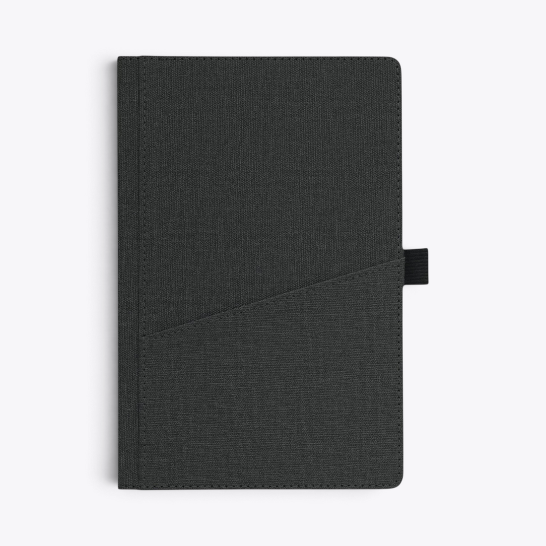 Carnet de notes avec poche frontale noir, vue de face