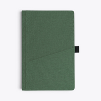 Carnet de notes avec poche frontale vert, vue de face