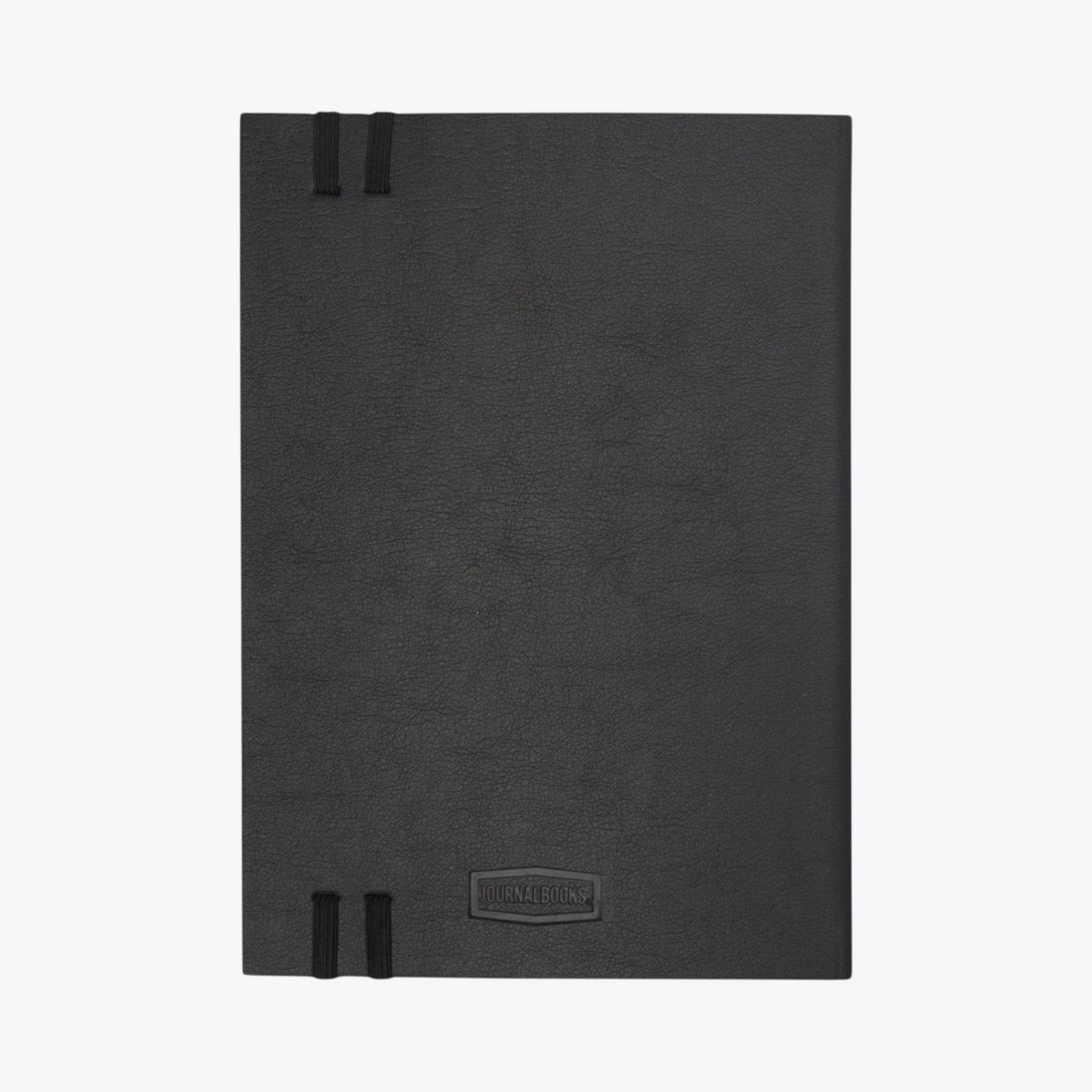 Carnet A5 noir fermé avec marquage en relief, vue arrière