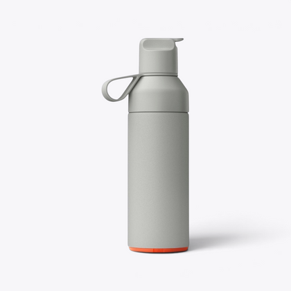 TODAY MERCH grey 3-in-1 Ocean Bottle with orange base and loop handle. Multifunctional design for professional use.