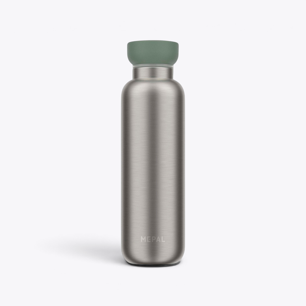 TODAY MERCH modern brushed stainless steel water bottle with sage green cap, 500ml capacity.