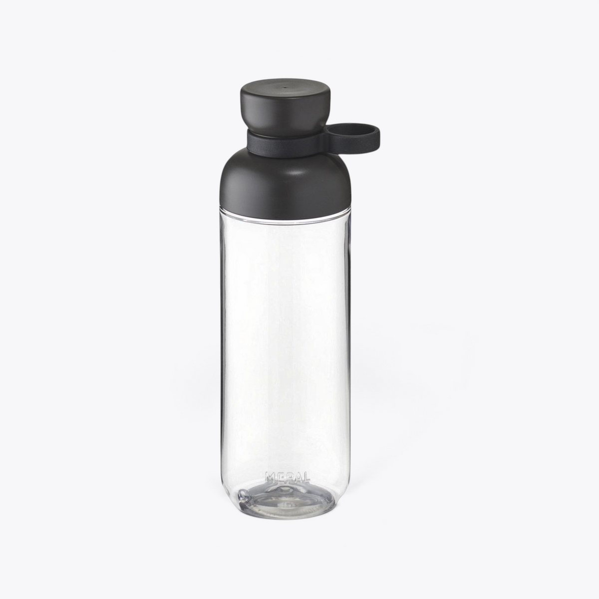 TODAY MERCH transparent 700ml water bottle with black lid and loop, ideal for custom graphics.