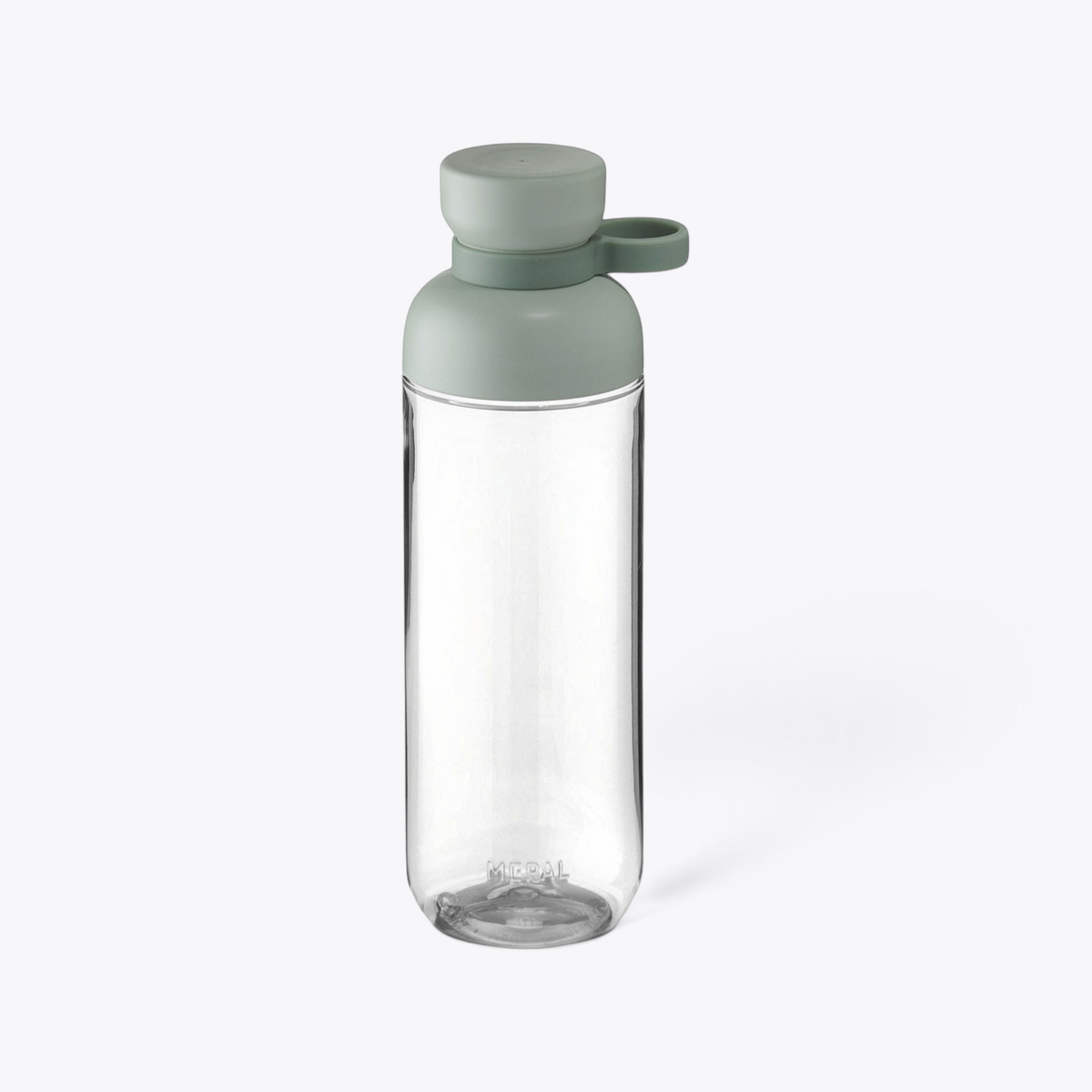 TODAY MERCH 700ml clear glass water bottle with sage green lid and carry loop.