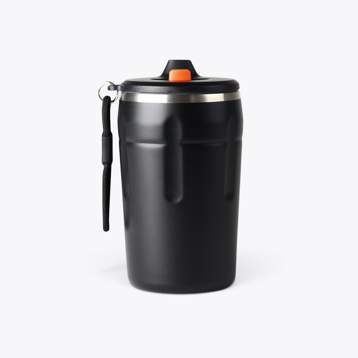 Tasse à café étanche 350ml Nordic Drift Trail RCS noir, vue avec curseur du couvercle
