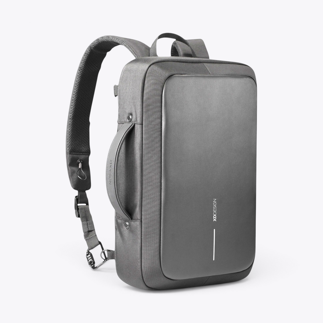 Bobby Bizz 2.0 sac à dos et sacoche antivol noir, vue trois quarts en mode sac à dos