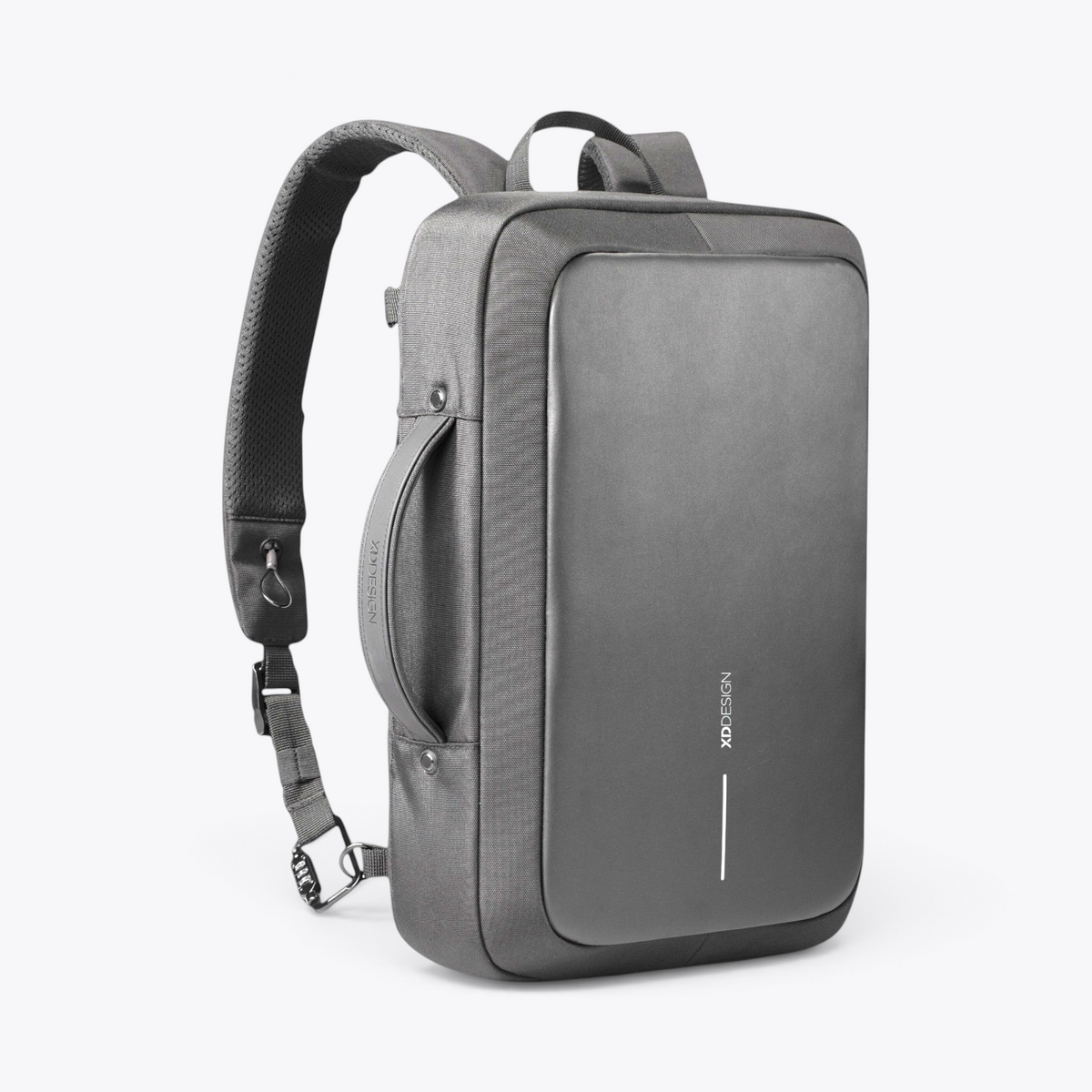 Bobby Bizz 2.0 sac à dos et sacoche antivol noir, vue trois quarts en mode sac à dos
