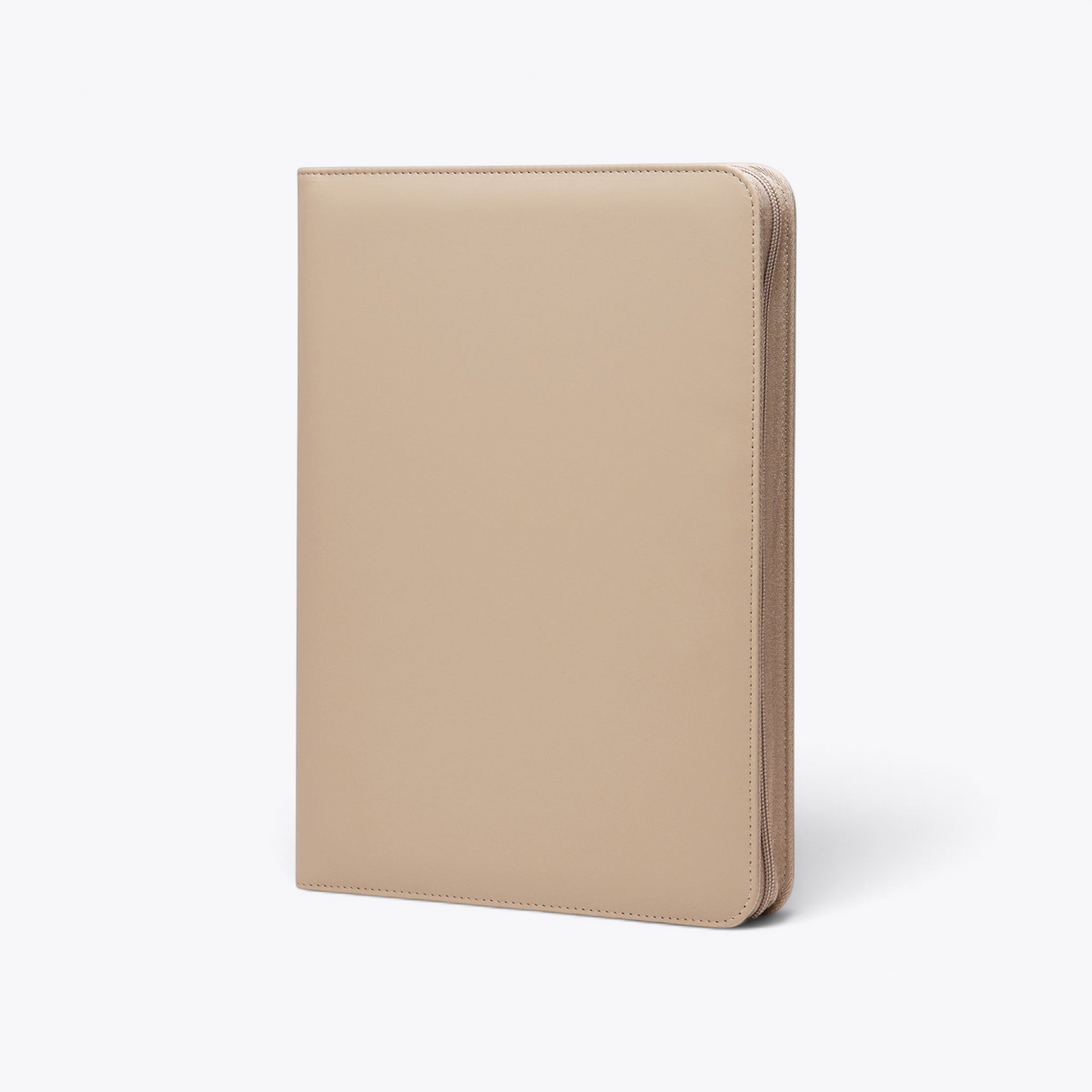 TODAY MERCH beige leather zip-around document holder for professionals. Sleek and functional for secure storage.